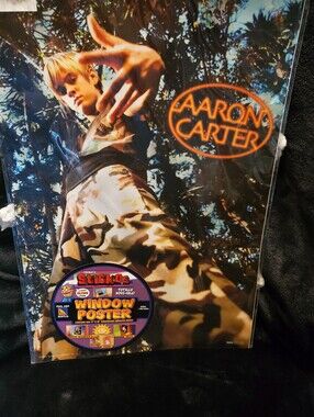 Vintage AARON CARTER Window Poster Y2K Rickos Stickos Brand New Sealed 16x11